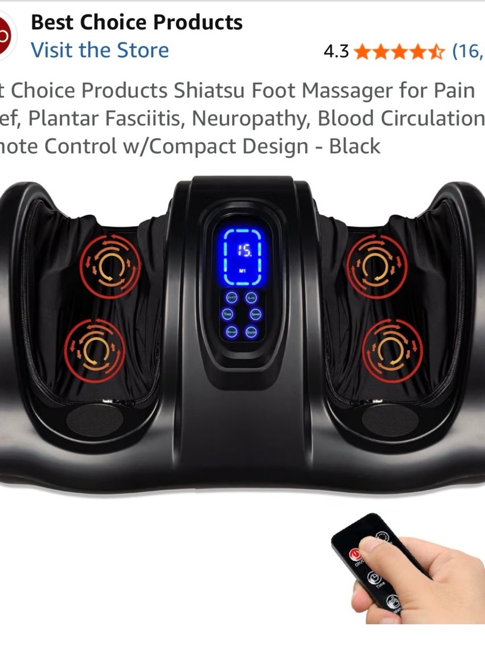 Black Shiatsu Foot Massager with Remote